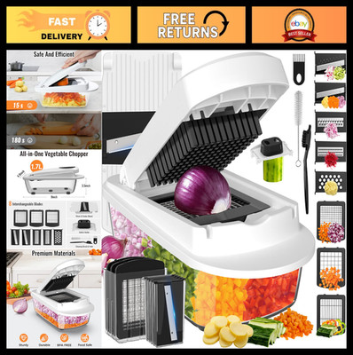 8-Blade Vegetable Chopper Mandoline Slicer with Container, Food & Onion Cutter,