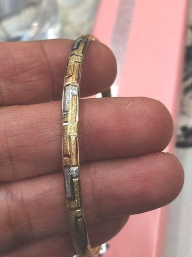 BRACCIALE BRACCIALE ORO GIALLO/ROSA/BIANCO 10 KT MISURA 7 PESO 3,7g STILE EGIZIANO - Foto 13 di 18
