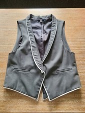 Urban Outfitters Lux Gray & White Trim Vest L Large Sleeveless Button