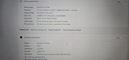 MSI GF76 Katana Gaming Laptop PC 17.3" 144hz i7 16GB 512GB SSD RTX 3050Ti Win 11 - Picture 17 of 17