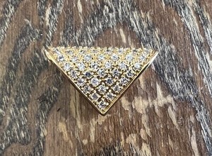Authentic Nolan Miller Gold Plated Clear Crystal Pave Triangle Slider Pendant