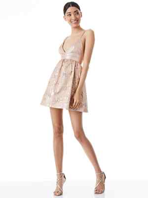 alice and olivia rose gold dress Alice Olivia Metal Mesh Mini Strap Dress Rose Gold main image 0