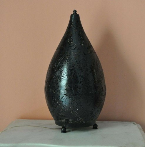 Handcrafted Moroccan Black Oxidize Brass 16"Height Table Lamp Light - 第 2/2 張圖片