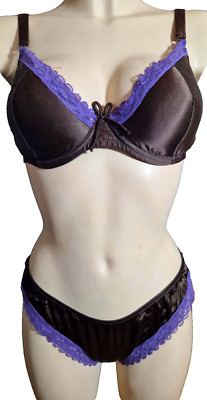 VALERY Rosapois ST14 Wattiert Seide Bügel-BH SET Gr.75B UK 34B +String S/38 Silk