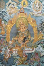 Murale 36" Tibet Tibetano Panno Seta Bon Religione Giallo Jambhala Tangka Thangka15