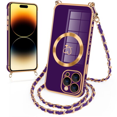 MATEPROX Magnetic Case For IPhone 14 Plus Case, Support Wireless Charging Marble Geometric Hard Back Protective Cover Cases For IPhone 14 Plus 6.7'' 2022-Purple Magnetic