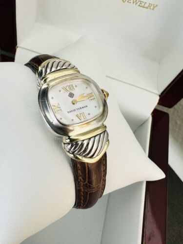 Ladies David Yurman 14K Gold & 925 Sterling Watch ~  MOP Dial - Picture 1 of 12