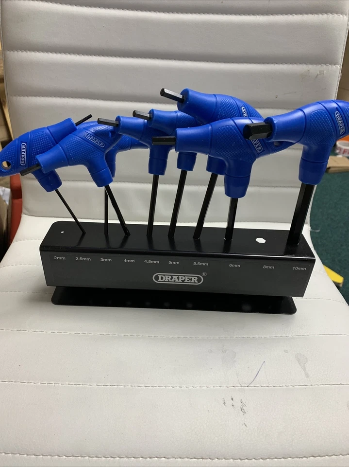 Draper 8pc Metric T-Handle Allan Alan Hexagon Key Set 2.5- 10mm In Stand Garage - Image 3 of 4