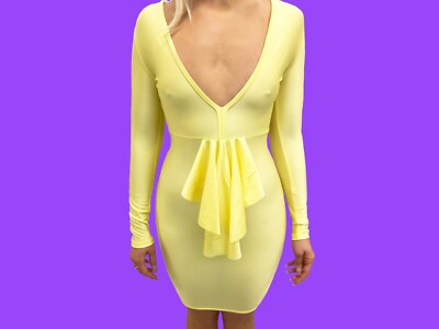 CUSTOM Womens Neon Yellow Sexy Club Wear Cocktail Dress Size Small | eBay