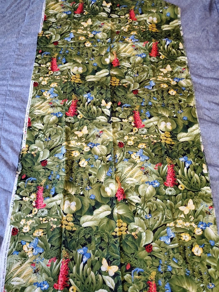 Strip Of Fabric Meadowlands By Moda Fabrics Ladybug Butterfly 106" x 26" Inches  - Image 2 of 4