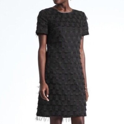 Banana Republic Fringe-Dot Shift Dress, Black SIZE 8 | eBay