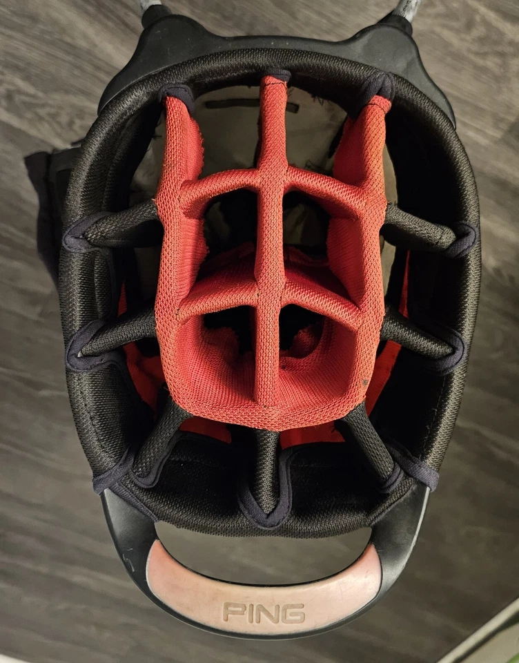 Ping E2 Red/Black/White Carry Stand Bag w/ Rain Cover & 14-Way Club Divider READ - Image 4 of 4