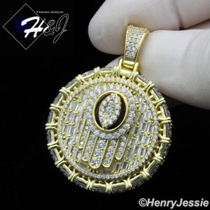 Authentic 925 STERLING SILVER ICY CZ GOLD PLATED/SILVER EVIL EYE HAMSA ROUND PENDANT*367