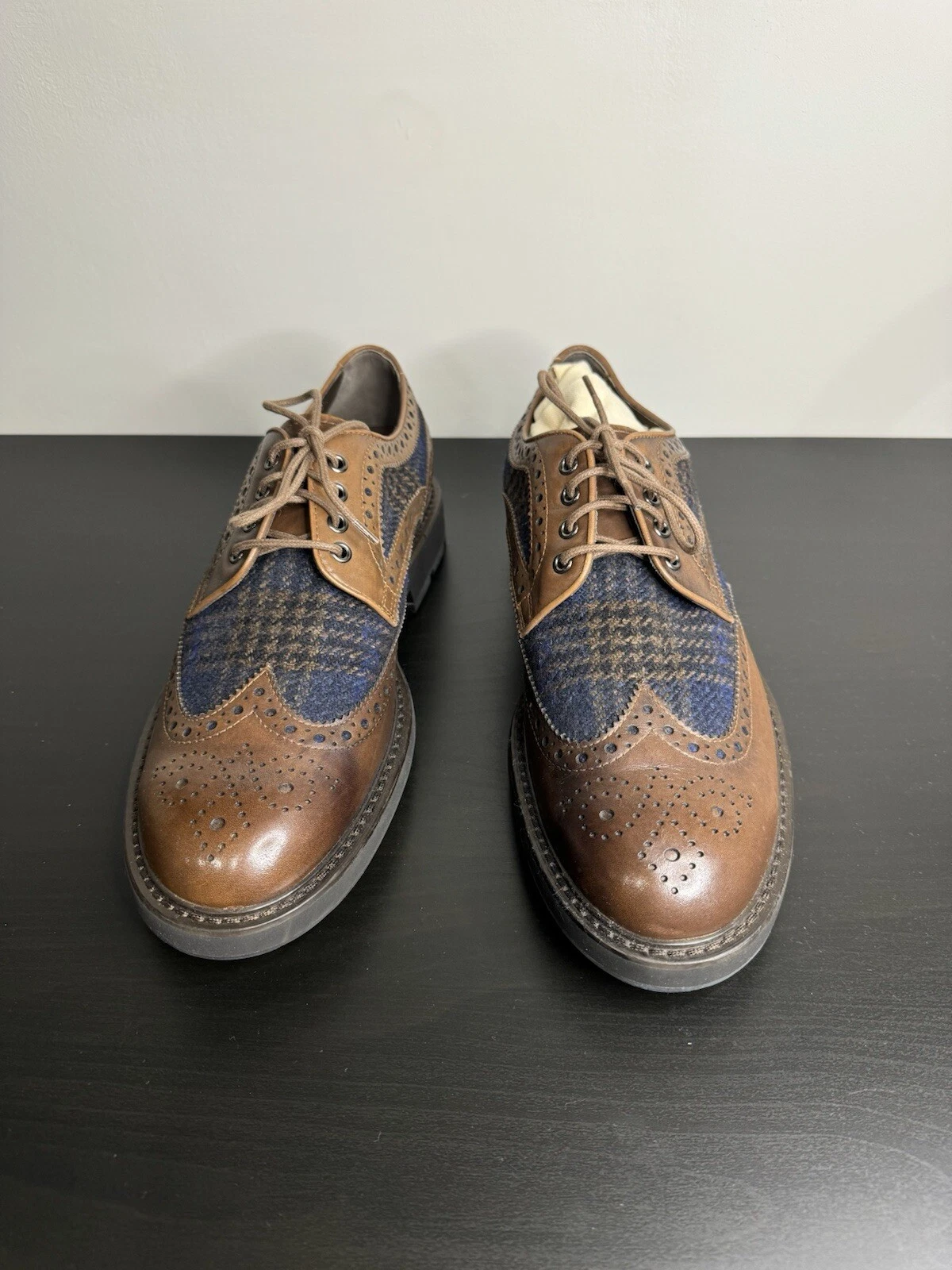 TOD’S TOD'S scarpe Oxford uomo a coda di rondine brogue pelle marrone tinta unita taglia 8 UK