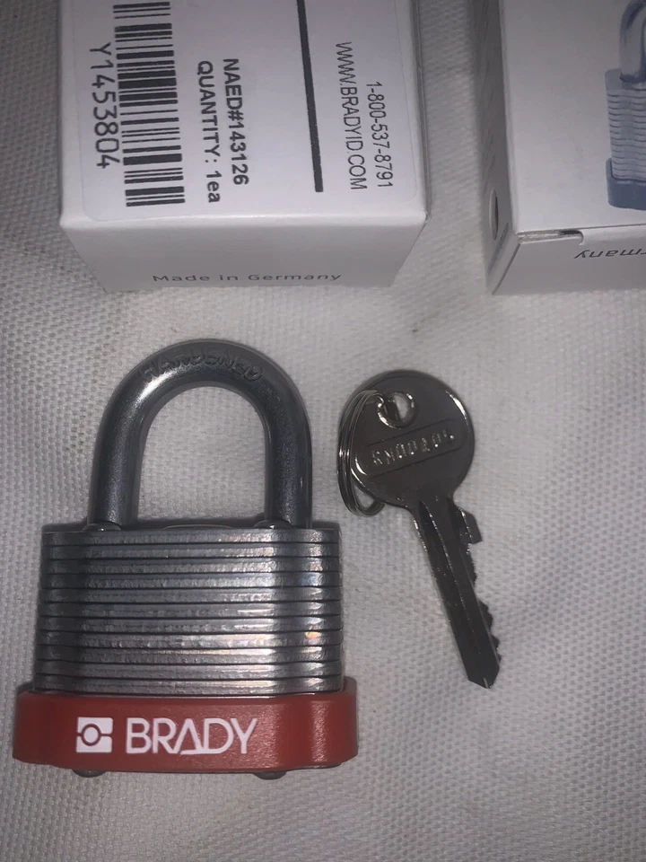 Brady 118935 6 pack Key Retaining Steel Red Keyed Differently Safety Padlocks - Image 2 of 4
