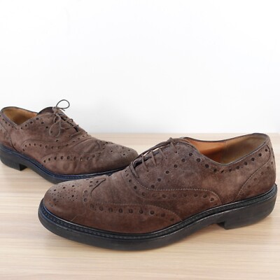 SALVATORE FERRAGAMO Shoes Men Leather 8.5 Brown Derby WIDE  display picture 1