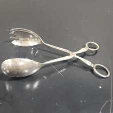 VTG Sheffield England Silver Plated EPNS EL Edward Lothian Salad serve Tongs 11"