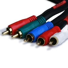 1.5FT-25FT 5-RCA Male to Male RGB Component Video Audio Coaxial Cable RG59 22AWG