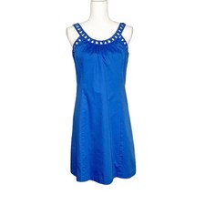 LOFT Blue Cutout Detail Sleeveless Shift Dress Womens 4 NWT
