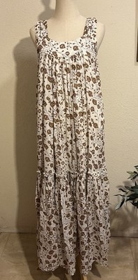 Daughters Of India Lopa Floral Tiered Maxi Dress Boho Beachy Size