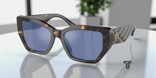 TORY BURCH TY7187U 19441U Brown Tort Dk Blue Violet Mir 53 Women's Sunglasses