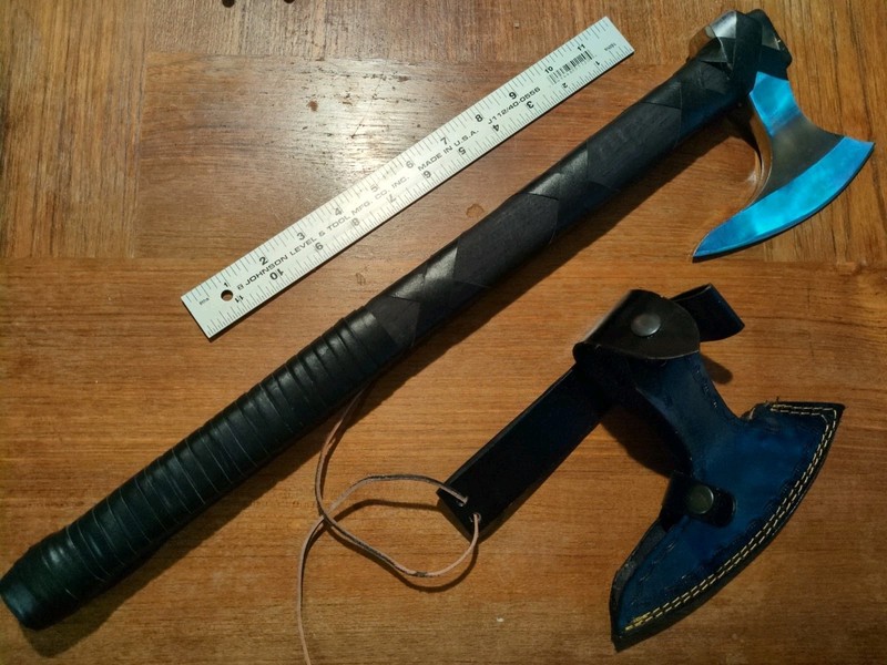 Viking Style Bearded Axe Leather Wrapped