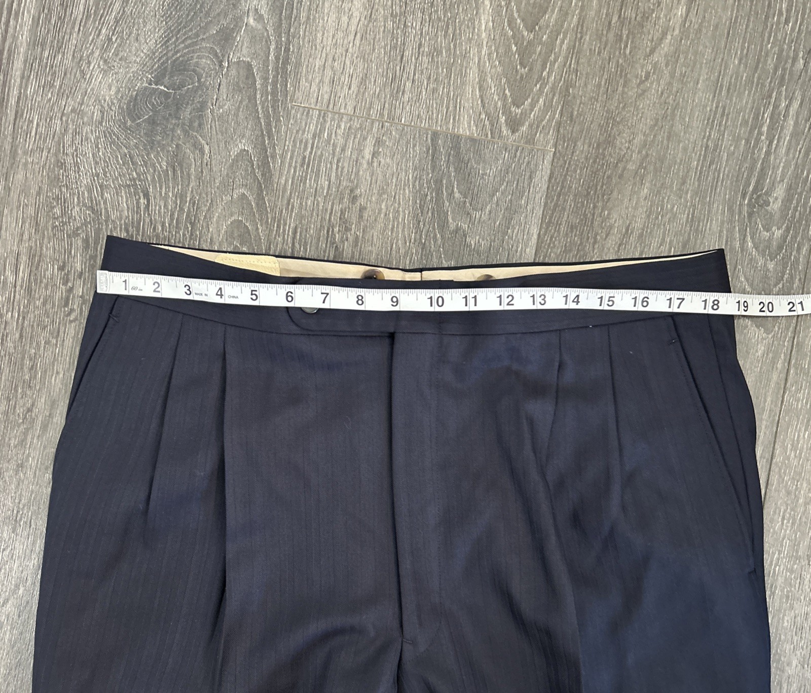 Holland Sherry 44R Navy Royal Classic Herringbone Striped Custom Suit