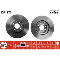 Bremsscheibe Trw DF4377 FüR Alfa Romeo Chrysler Fiat Abarth Lancia Vorderachse