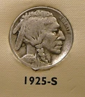 1925-S Buffalo Nickel - VG  / VG+  (S5)