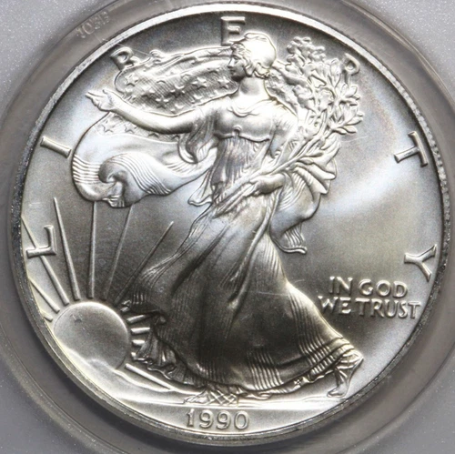 1990 American Silver Eagle Coin - 1 Troy oz .999 Fine - Gem BU in Capsule