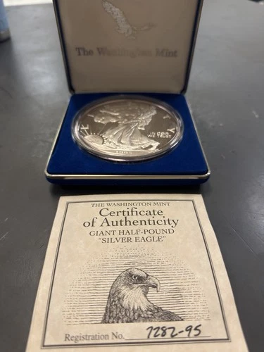 1995 The Washington Mint Giant Half Pound “Silver Eagle” .999 Proof Silver Coin