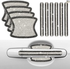 10PCS Car Door Handle Protector Bling Rhinestones Stickers Univer Color: Black