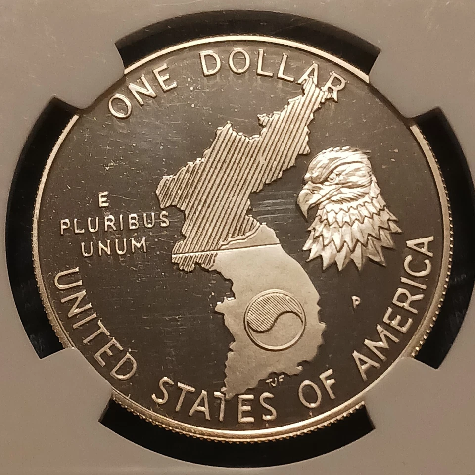 1991 P Korean War Commemorative Silver $1. NGC PF-69 Ultra Cameo. SILVER PROOF - Image 4 of 4