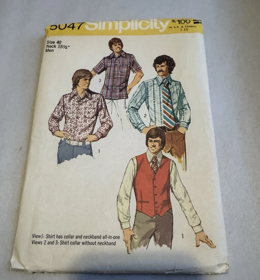 Vintage Simplicity Pattern 5047 Men’s Vest And Set Of Shirts Size 40 New Uncut - Image 2 of 4