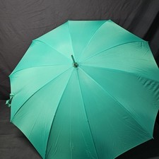Vintage Green Nylon Umbrella, Handle Made in Italy