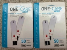 Lot of 2 ONE-CARE Blood Glucose Diabetic Test Strips 100 Ct Exp 8/9/2026