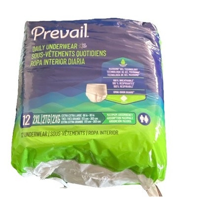 Prevail Daily Underwear 2XL Maximum Disposable Omni-Odor Guard 12 Pack White