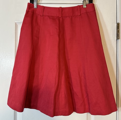 J. Crew Linen Cotton Blend Watermelon Red A-Line Skirt Size 6 - Picture 2 of 6