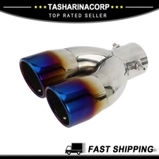 1pc Slant Cut Dual Exhaust Tip 2.4" Inlet Stainless Steel Burnt Blue