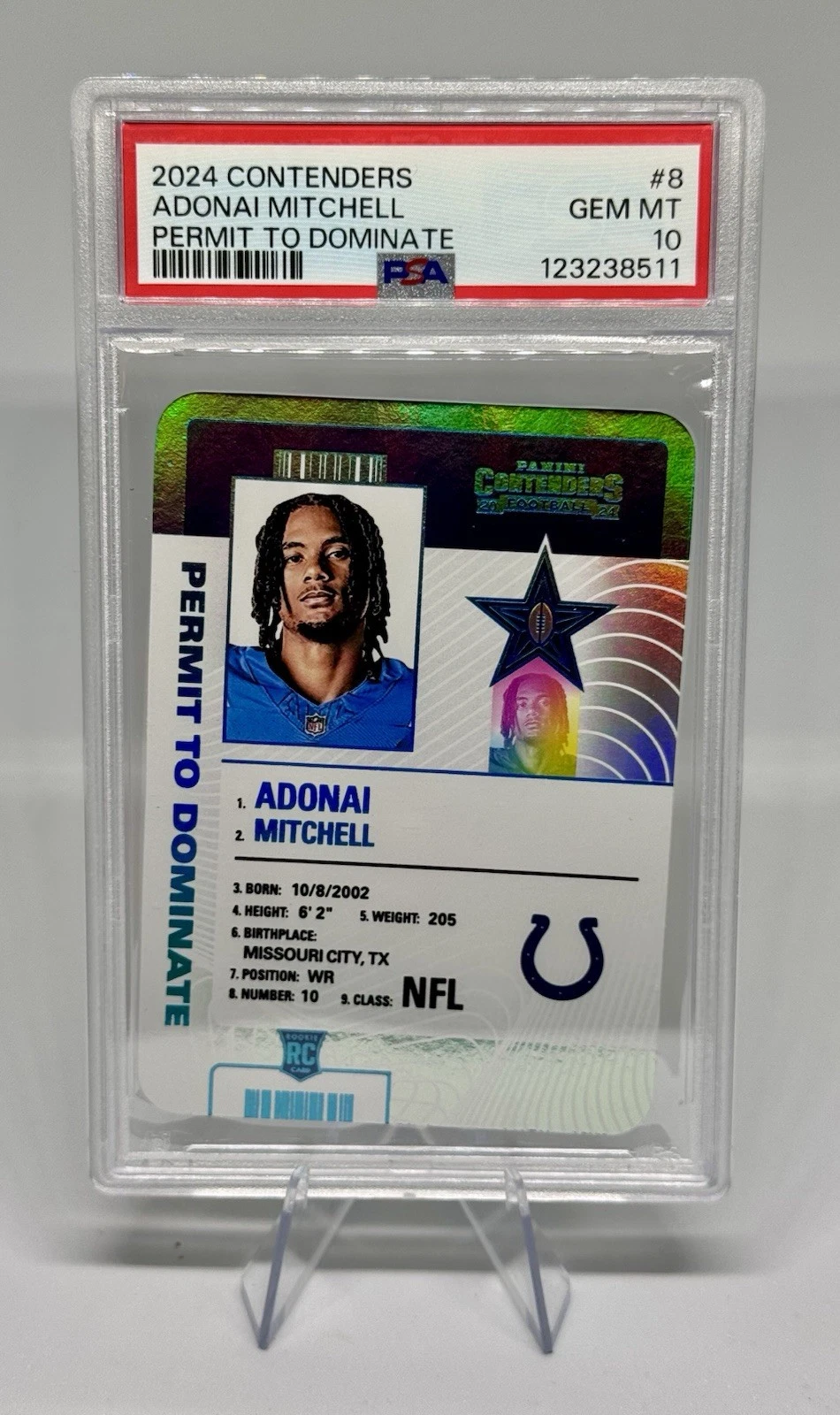 Adonai Mitchell Panini Contenders Permit to Dominate #8 Base