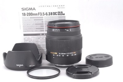 SIGMA 18-200mm F/3.5-6.3 II DC OS HSM Lens For Nikon F mount with Hood