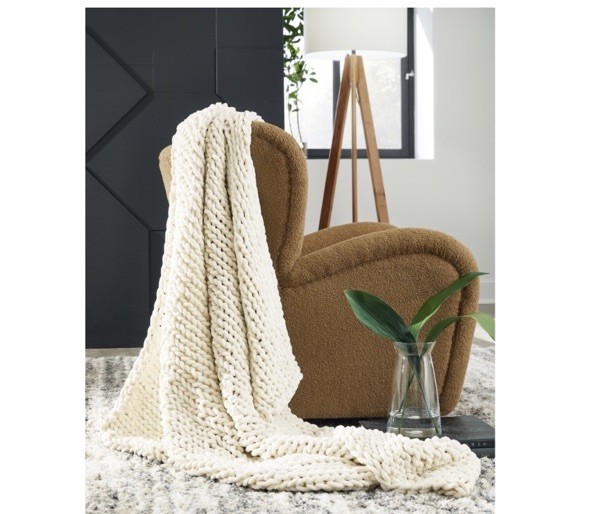 Ashley Chaddon Chenille Hand-Knitted Throw Blanket