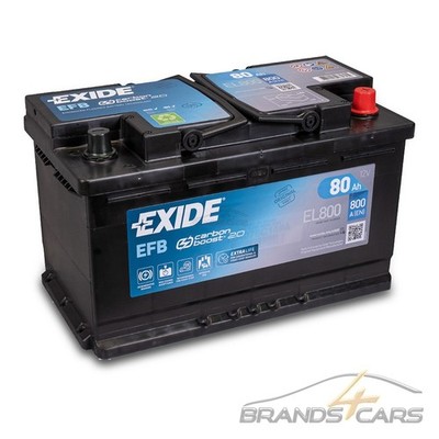 EXIDE AUTOBATTERIE 12V 80Ah STARTERBATTERIE 800A EL800 EFB START STOPP