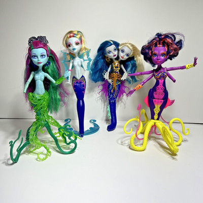 Monster High Doll Lot of 4 Peri Pearl Abbey Kala Posea Great Scarrier Reef TLC