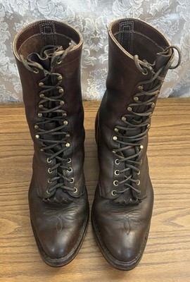 White s Packer Boots Lace Up Leather Brown Mens 11.5 C Work Cowboy Toe Logger