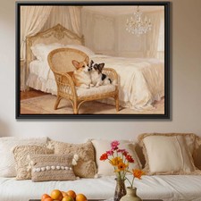 Oil Painting Corgi Canvas Print Vintage Dog Artwork Living Room Decor Pet Art