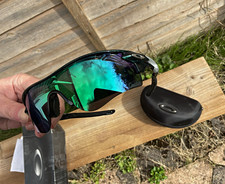 Oakley Cavendish Radarlock Path Black Frame Green Mirrored Wrap Sunglasses