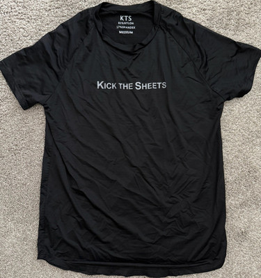 KTS Men's Black Activewear T-Shirt Medium Crew Neck Lightweight Stretch Logo