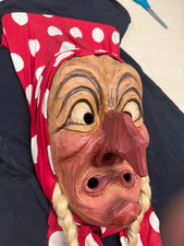 Hexenmaske Holzmaske Hexe handgeschnitzt Fasnet Zunft Fasching Karneval
