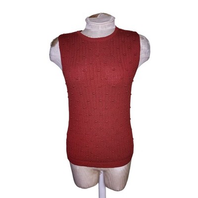 Ann Taylor Women's Red Cable Knit Sleeveless Sweater Size M